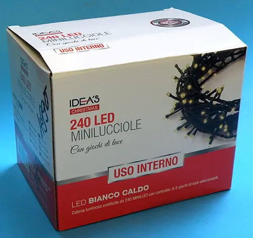 Foto do aviso oficial: IDEA IDEA’S CHRISTMAS 240 LED  MINILUCCIOLE Corrente de iluminação — risco: Choque elétrico