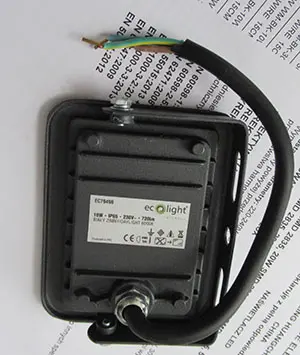 Photo from the official notice: ecolight Floodlight LED led floodlight — electric shock & fire risk