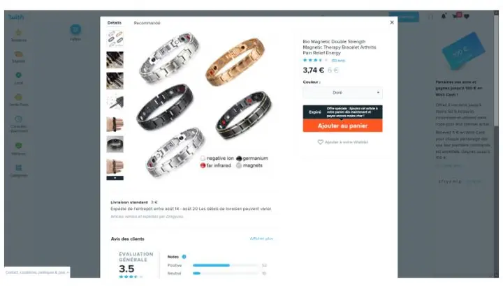 Foto dell’avviso ufficiale: Bio Magnetic Double Strength Magnetic Therapy Bracelet Arthritis Pain Relief Energy Bracciale — rischio: Rischio chimico