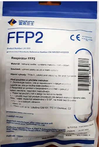 Foto dell’avviso ufficiale: Huizhou LexusLance Technology, LexusLance Particulate Respirator FFP2 Lexuslance Maschera filtro particella — rischio: Rischio per la salute / altro