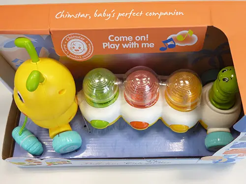 Photo from the official notice: MalPlay Pull-line Caterpillar pull-along toy — choking & strangulation risk
