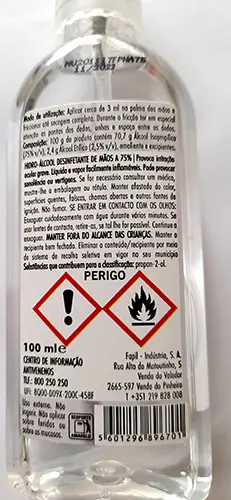 Photo de l’avis officiel: Fapil HIDRO-ÁLCOOL Désinfectant pour les mains — risque: Risque sanitaire/autre