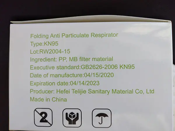 Foto uit de officiële melding: TRILOGEE TRILOGEE KN95 respiratory protective face-mask Deeltjesfiltermasker — risico: Gezondheidsrisico/overige
