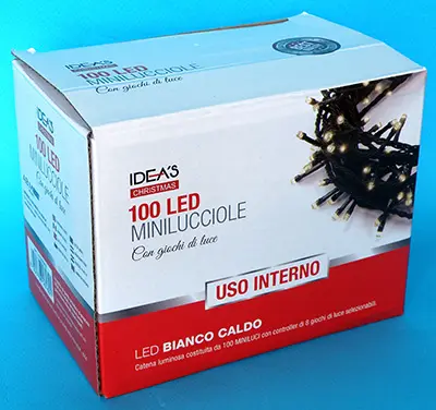 Photo de l’avis officiel: IDEA IDEA’S CHRISTMAS 100 LED  MINILUCCIOLE Chaînes d’éclairage — risque: Choc électrique