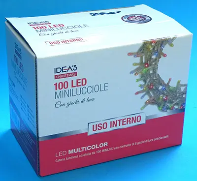 Photo de l’avis officiel: IDEA IDEA’S CHRISTMAS 100 LED  MINILUCCIOLE Chaînes d’éclairage — risque: Choc électrique