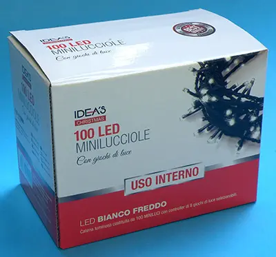 Photo de l’avis officiel: IDEA IDEA’S CHRISTMAS 100 LED  MINILUCCIOLE Chaînes d’éclairage — risque: Choc électrique