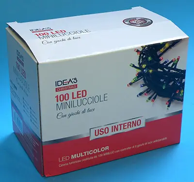 Photo de l’avis officiel: IDEA IDEA’S CHRISTMAS 100 LED  MINILUCCIOLE Chaînes d’éclairage — risque: Choc électrique