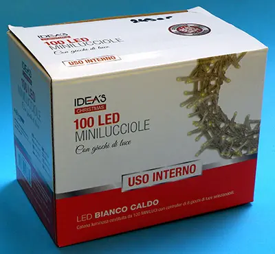 Photo de l’avis officiel: IDEA IDEA’S CHRISTMAS 100 LED  MINILUCCIOLE Chaînes d’éclairage — risque: Choc électrique