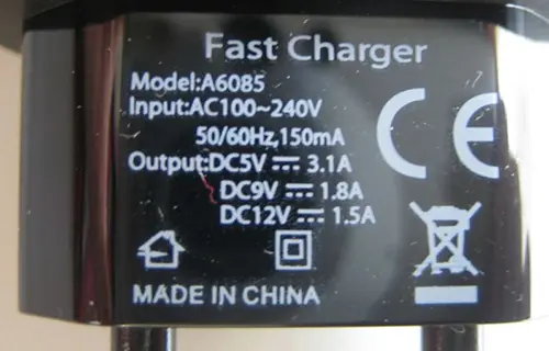 Photo from the official notice: Qualcomm WALL CHARGER QC 3.0 (on the packaging), FAST CHARGER (on the product) usb charger — electric shock risk