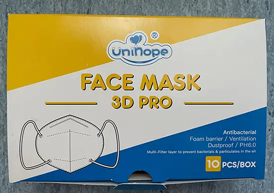 Photo from the official notice: Unihope Unihope KN95 Maske – Face Mask 3D Pro particle filter mask — health risk