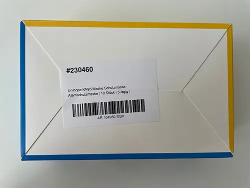 Photo from the official notice: Unihope Unihope KN95 Maske – Face Mask 3D Pro particle filter mask — health risk