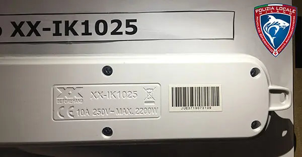Photo from the official notice: AIGOSTAR MULTIPRESA SCHUKO 5 VIE extension lead — electric shock risk