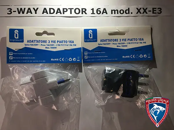 Foto aus der offiziellen Meldung: AIGOSTAR 3 WAY ADAPTOR 16A Multi-Socket-Adapter — Risiko: Elektrischer Schlag
