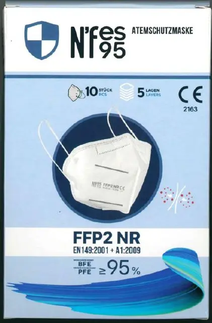 Photo de l’avis officiel: nefes MASKE N'fes 95 ATEMSCHUTZMASKE Masque filtre à particules — risque: Risque sanitaire/autre
