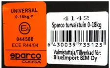 Foto del aviso oficial: Sparco Sparco 4142 Turvaistuin, 00923GR, Baby seats / 4142 PO6924 Asiento de coche para niños — riesgo: Lesiones