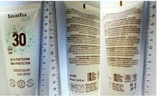Photo de l’avis officiel: SolarTea Sonnencreme SolarTea Bio SPF 30 100ml Écran solaire — risque: Brûlures