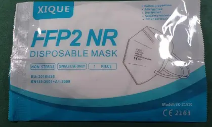 Foto aus der offiziellen Meldung: XIQUE Filtering half mask Partikelfiltermaske — Risiko: Gesundheitsrisiken/Sonstige