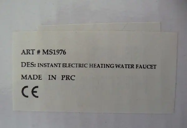 Foto do aviso oficial: Instant electric water heating faucet Esquentador de água elétrico — risco: Choque elétrico