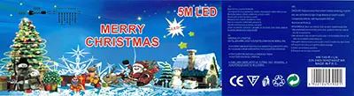 Photo de l’avis officiel: 5M LED MERRY CHRISTMAS Chaîne d’éclairage — risque: Brûlures & Choc électrique