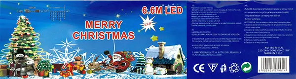 Photo de l’avis officiel: 6.6M LED MERRY CHRISTMAS Chaîne d’éclairage — risque: Brûlures & Choc électrique