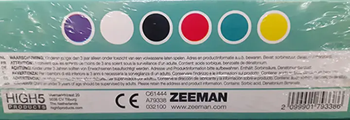 Foto uit de officiële melding: Zeeman Fingerpaint Vingerverf — risico: Chemische risico's