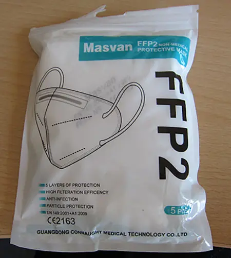 Foto aus der offiziellen Meldung: Masvan FFP2 non-medical protective mask Partikelfiltermaske — Risiko: Gesundheitsrisiken/Sonstige