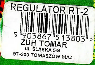 Foto do aviso oficial: ZUH TOMAR Regulator temperatury RT-2 Termostato — risco: Choque elétrico & Incêndio