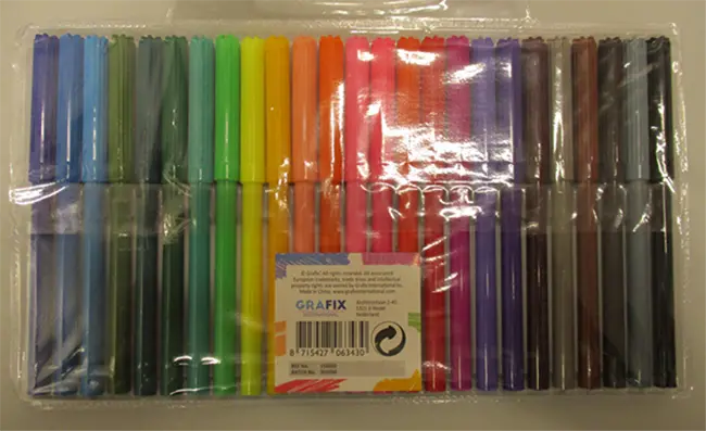 Photo de l’avis officiel: Grafix Felt pens 25 pieces Stylos en feutre — risque: Risque chimique