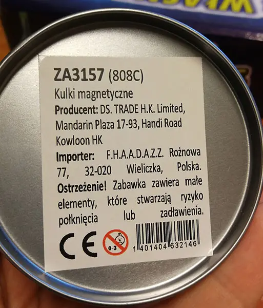 Foto do aviso oficial: Kulki magnetyczne Conjunto magnético do brinquedo — risco: Engasgamento & Ferimentos