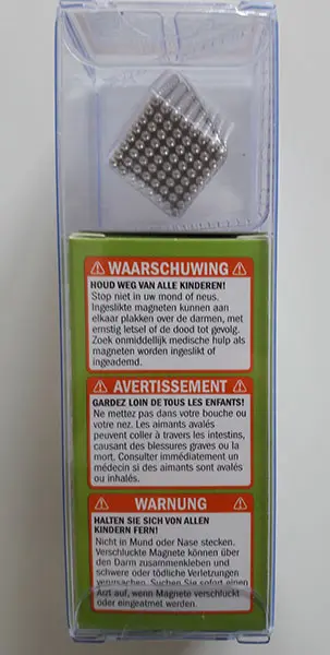 Foto aus der offiziellen Meldung: Speks 512 krachtige zeldzame aarde magneten Magnetspielzeug Set — Risiko: Ersticken & Verletzungen (A12/01434/21)