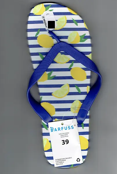 Foto aus der offiziellen Meldung: Barfuss Damen Barfuss Badeschuhe Größe 39 Strandsandalen — Risiko: Chemikalie