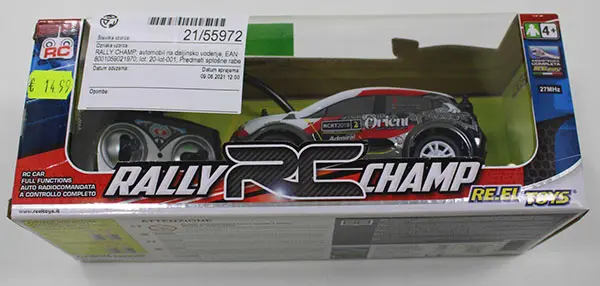 Photo from the official notice: RALLY CHAMP RALLY RC CHAMP remote control car — environment risk