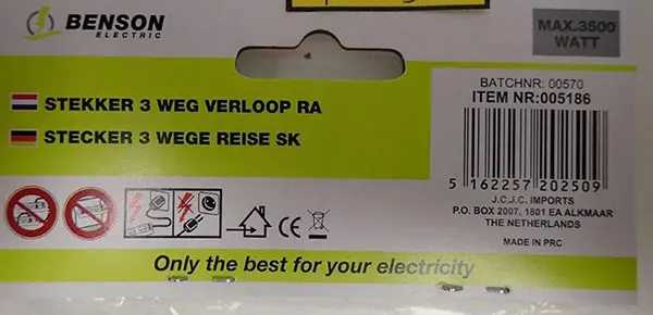 Photo from the official notice: Aoboer 3-way plug, multiple socket. The product is sold online, in particular via Bol.com. multiple plug — electric shock & fire risk