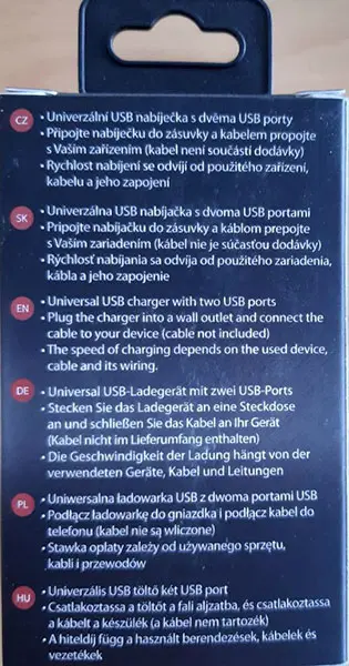 Foto uit de officiële melding: C-tech Universal 2-ports USB Charger USB netlader — risico: Elektrische schok