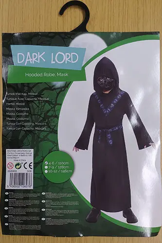 Foto dell’avviso ufficiale: Pentone Creations SA Dark Lord - Hooded Robe, Mask Costume da bambino vestito fantasia — rischio: Ustioni