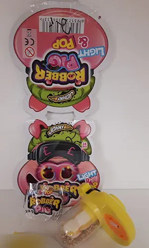 Foto do aviso oficial: Johny Bee Johny Bee Robber Pig Light &amp; Pop 22 g Brinquedo — risco: Ferimentos