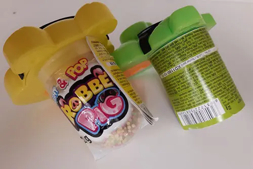 Foto do aviso oficial: Johny Bee Johny Bee Robber Pig Light &amp; Pop 22 g Brinquedo — risco: Ferimentos