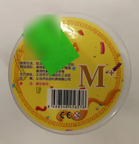 Photo de l’avis officiel: Slime M+ Slime de jouet — risque: Risque chimique