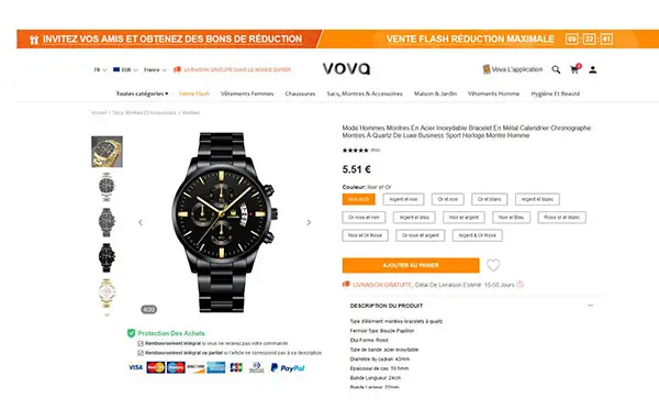 Photo from the official notice: SHAARMS Mode Hommes Montres En Acier Inoxydable Bracelet En Métal Calendrier Chronographe wristwatch — chemical risk