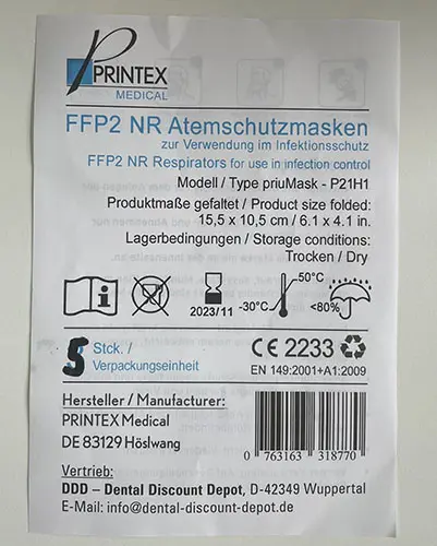 Foto dell’avviso ufficiale: PRINTEXMedical priuMask Maschera filtro antiparticolato — rischio: Rischio per la salute / altro