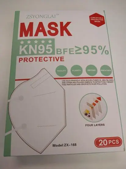 Photo from the official notice: ZSYONGLAI Protective Mask KN95 particle filter mask — health risk