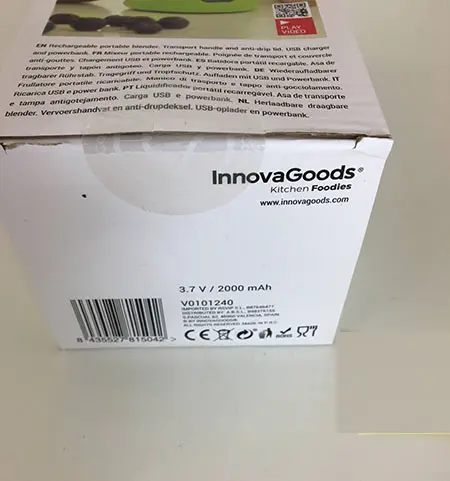 Foto dell’avviso ufficiale: Innovagoods Vit 2 Go USB Rechargeable blender Miscelatore portatile — rischio: Ambiente