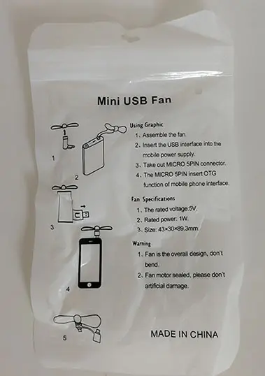 Foto dell’avviso ufficiale: Mini USB fan Ventola USB — rischio: Ambiente (A12/01622/21)