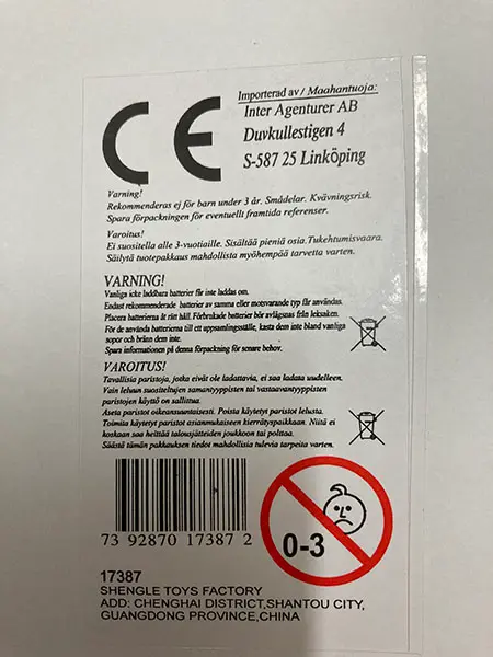Photo from the official notice: Stav m ljus &amp; musik electrical toy wand — environment risk