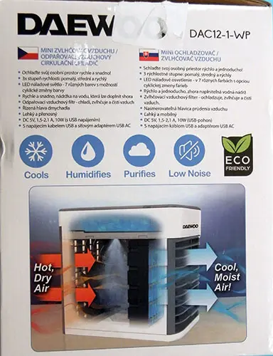 Photo de l’avis officiel: Daewoo Mini Air Cooler/Humidifier Humidificateur d’air — risque: Choc électrique & Risque microbiologique
