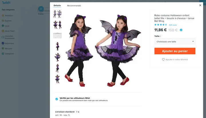 Photo from the official notice: Children's fancy dress — injuries & strangulation risk