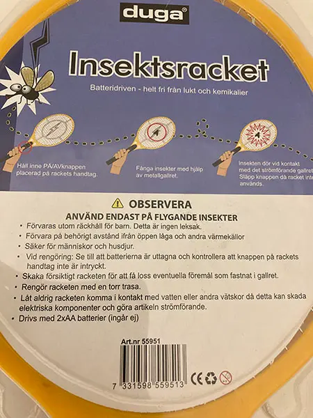 Foto uit de officiële melding: Duga Insektsracket Muggenracket — risico: Milieu