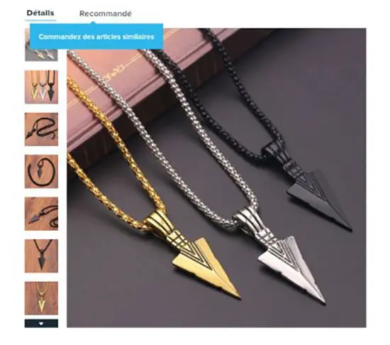 Photo from the official notice: Triangle élégant flèche en argent 925, collier en or pendentif collier rétro pour hommes necklace — chemical risk