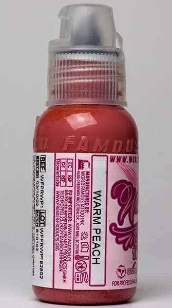 Zdjęcie z oficjalnego zgłoszenia: World Famous Tattoo Ink World Famous Tattoo Ink Warm Peach Atrament do tatuażu — ryzyko: Chemiczne