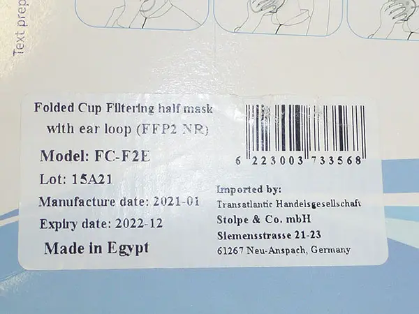 Foto aus der offiziellen Meldung: Pharmaplast Filtering Half Mask Folded Cup Style Partikelfiltermaske — Risiko: Gesundheitsrisiken/Sonstige